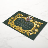 Elegante Art Nouveau Winterbos in Gouden Bruiloft Folie Uitnodiging (Gedraaid)