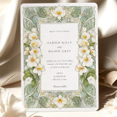 Elegante Art Nouveau witte orchidee bruiloft Kaart