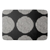 Elegante art nouveau zilveren zwart rond medaillon badmat (Voorkant)