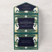Elegante Art Nouveau zwanen bruiloft All In One Uitnodiging (Buitenkant)