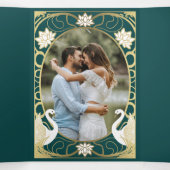 Elegante Art Nouveau zwanen bruiloft Drieluik Uitnodiging (Binnenkant midden)