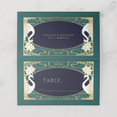 Elegante Art Nouveau zwanen bruiloft Plaatskaartje (Buitenkant ongevouwen)