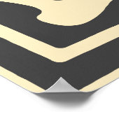 Elegante Art Nouveau Zwart Beige Bloem Poster (Hoek)