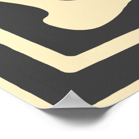 Elegante Art Nouveau Zwart Beige Bloem Poster (Hoek)