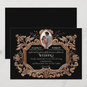 Elegante Art Nouveau zwart-wit foto bruiloft Kaart (Voorkant / Achterkant)