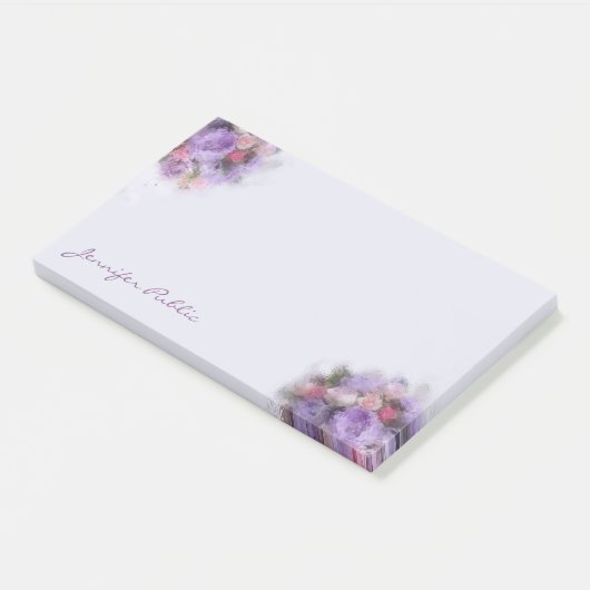 Elegante Art Sjabloon Oliekleur Bloemen Hand Scrip Post-it® Notes (Schuin)