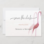 Elegante artistieke flamingo save the date (Voorkant)