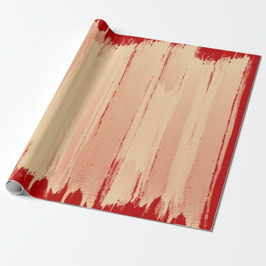 Elegante artistieke gouden penseelstreken donkerro cadeaupapier (Uitgerold)