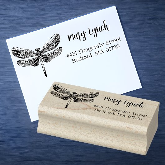 Elegante artistieke libel retour adres rubberstempel