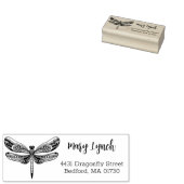 Elegante artistieke libel retour adres rubberstempel (Gestempeld)