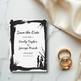 Elegante artistieke zwart-wit moderne bruiloft save the date