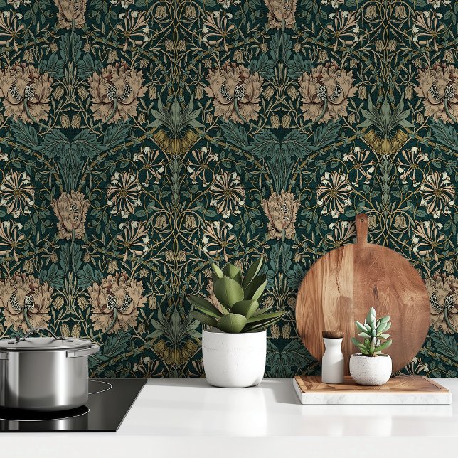 Elegante Arts & Crafts Honeysuckle Peel & Stick Behang (Creator heeft geüpload)