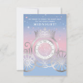 Elegante Assepoester Lichtblauw en Roze Quinceaner Save The Date (Achterkant)