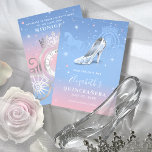 Elegante Assepoester Lichtblauw en Roze Quinceaner Save The Date<br><div class="desc">Op zoek naar lichtblauwe en roze Cinderella thema verjaardagsfeestje ideeën? Gewoon creëer uw eigen unieke, elegante save the date kaarten met deze eenvoudige DIY sjabloon die gemakkelijk kan worden gepersonaliseerd. Het unieke, originele sprookjeskunstwerk van Raphaela Wilson toont een luxe glazen Assepoester schoen / pantoffel (met optionele kristallen vlinder), door paarden...</div>