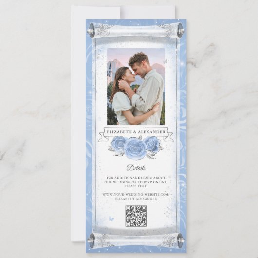 Elegante Assepoester Wedding Scroll Invitation Kaa Kaart (Achterkant)