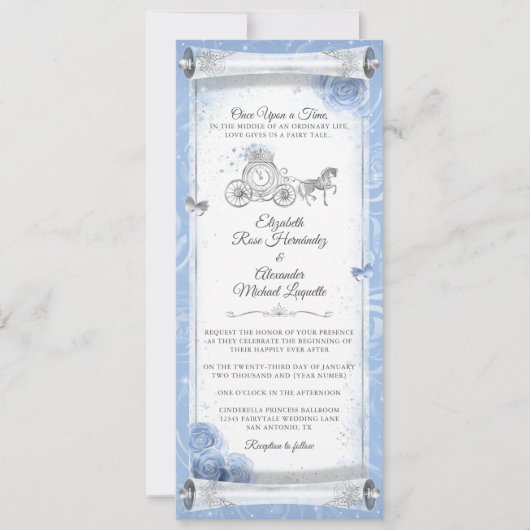 Elegante Assepoester Wedding Scroll Invitation Kaa Kaart (Voorkant)