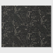 Elegante Astrologie Zodiac Zwart/Goud Cadeaupapier (Vlak)