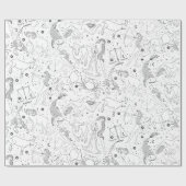 Elegante Astrologie Zodiac Zwart/Wit Cadeaupapier (Vlak)