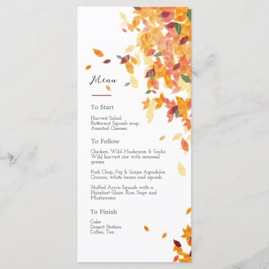 Elegante Auburn Leaves Menu (Voorkant)