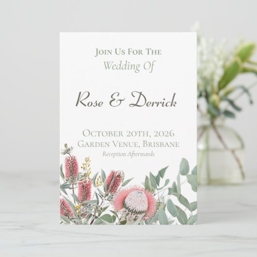 Elegante Australische inheemse bloemen uitnodiging (Staand voorkant)