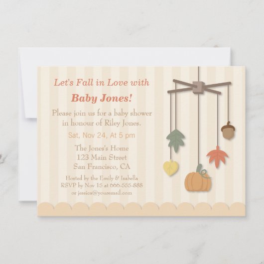 Elegante Autumn Herfst Baby Shower Uitnodigingen (Voorkant)