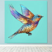 "Elegante Aviator" Meerkleurige Giervogel Canvas Afdruk (Insitu (Houten vloer))