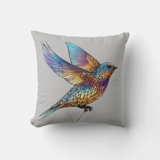 "Elegante Aviator" Meerkleurige Giervogel Kussen (Voorkant)