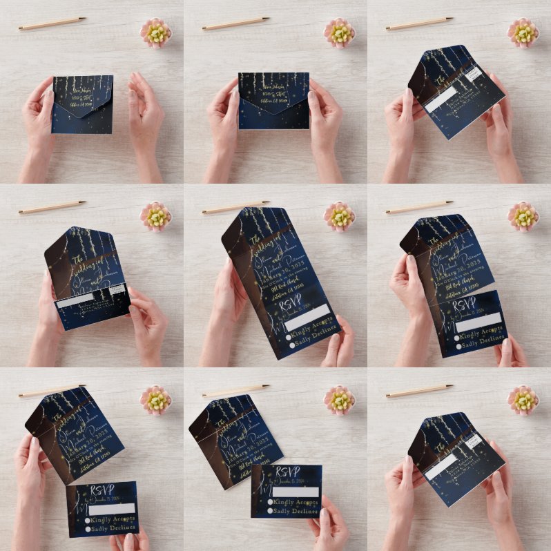 Elegante avond all-in-one bruiloft uitnodigingen