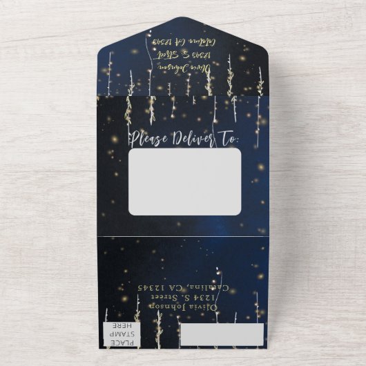 Elegante avond all-in-one bruiloft uitnodigingen (Buitenkant)