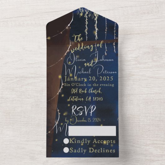 Elegante avond all-in-one bruiloft uitnodigingen (Binnen)