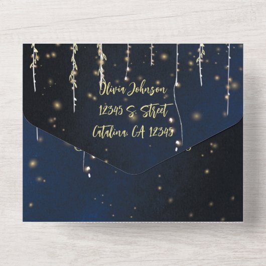 Elegante avond all-in-one bruiloft uitnodigingen (Achterkant)