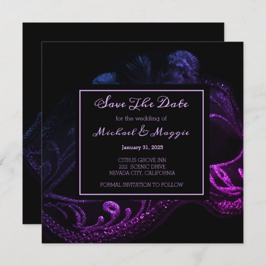 Elegante avond Bewaar de datum Save The Date (Voorkant / Achterkant)