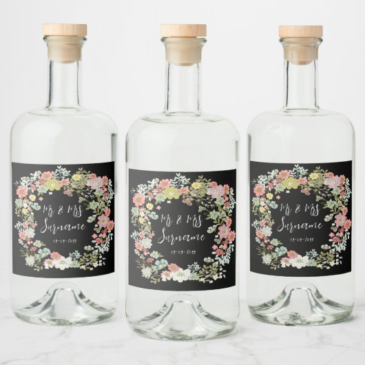 Elegante avond bloementuin op maat bedrukt likeurfles etiket (Flessen)