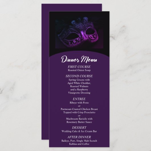 Elegante avond bruiloft menu (Voorkant / Achterkant)