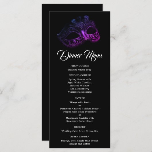 Elegante avond bruiloft menu (Voorkant / Achterkant)