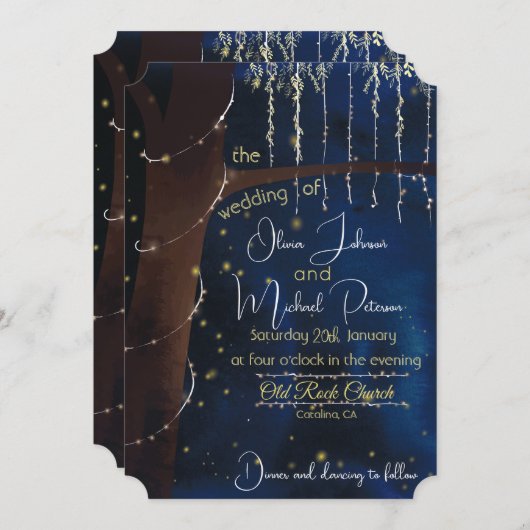 Elegante avond bruiloft uitnodigingen (Voorkant / Achterkant)