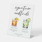 Elegante avond handtekening cocktails bruiloft men reclamebord met voetstuk (Voorkant)