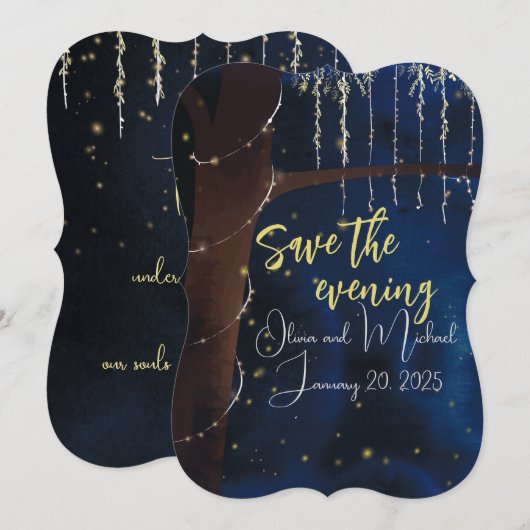 Elegante avond opgeslagen tot datum save the date (Voorkant / Achterkant)