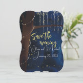 Elegante avond opgeslagen tot datum save the date (Staand voorkant)