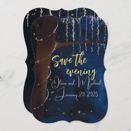 Elegante avond Sla de datum op Save The Date (Voorkant / Achterkant)