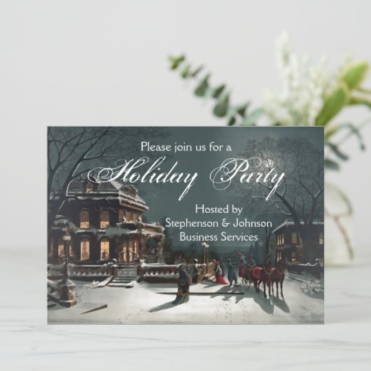 Elegante avond vakantie feest  uitnodiging (Staand voorkant)