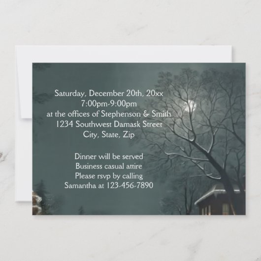 Elegante avond vakantie feest  uitnodiging (Achterkant)