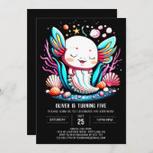 Elegante Axolotl Onder het Zee Verjaardag Kaart (Voorkant / Achterkant)