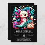 Elegante Axolotl Seashells Verjaardag Kaart (Voorkant / Achterkant)