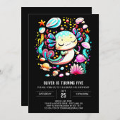 Elegante Axolotl Waterverf Verjaardagsviering Kaart (Voorkant / Achterkant)