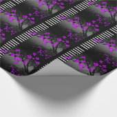 Elegante Aziatische Bamboe Paarse Zwarte Witte Blo Cadeaupapier (Hoek)