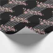 Elegante Aziatische Bamboe Roze Zwart Wit Bloesem  Cadeaupapier (Hoek)