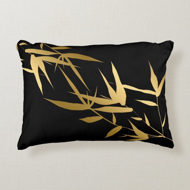 Elegante Aziatische Black Gold Bamboo voor thuis Accent Kussen (Voorkant)