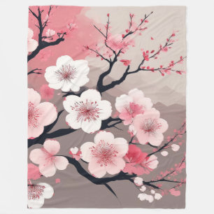 Elegante Aziatische Cherry Blossom Oriental Fleece Deken