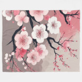 Elegante Aziatische Cherry Blossom Oriental Fleece Deken (Voorkant (Horizontaal))